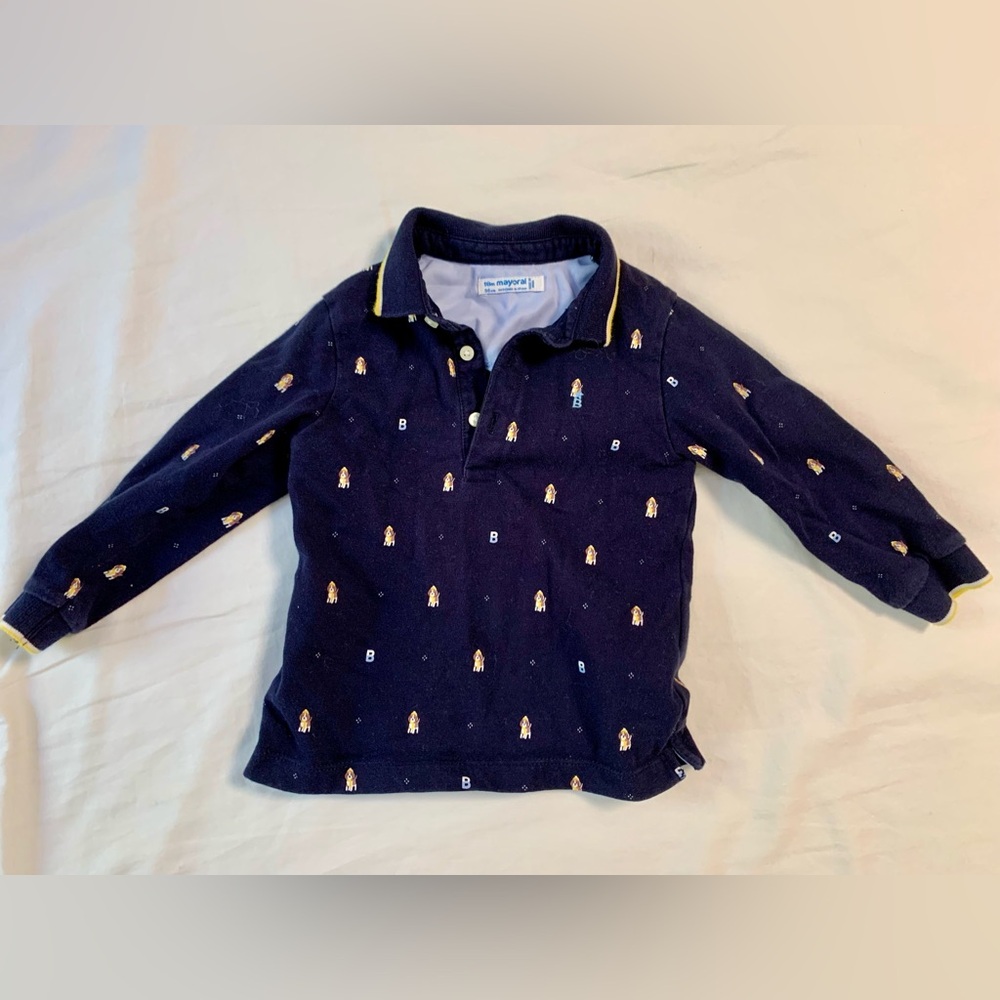 Mayoral Dog Print Polo Shirt